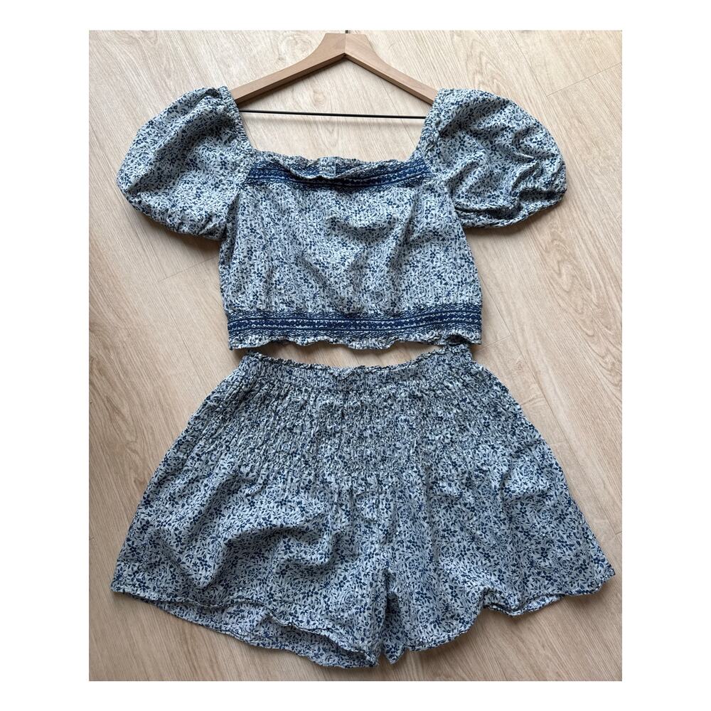 Madewell Blue Floral Skirt Set